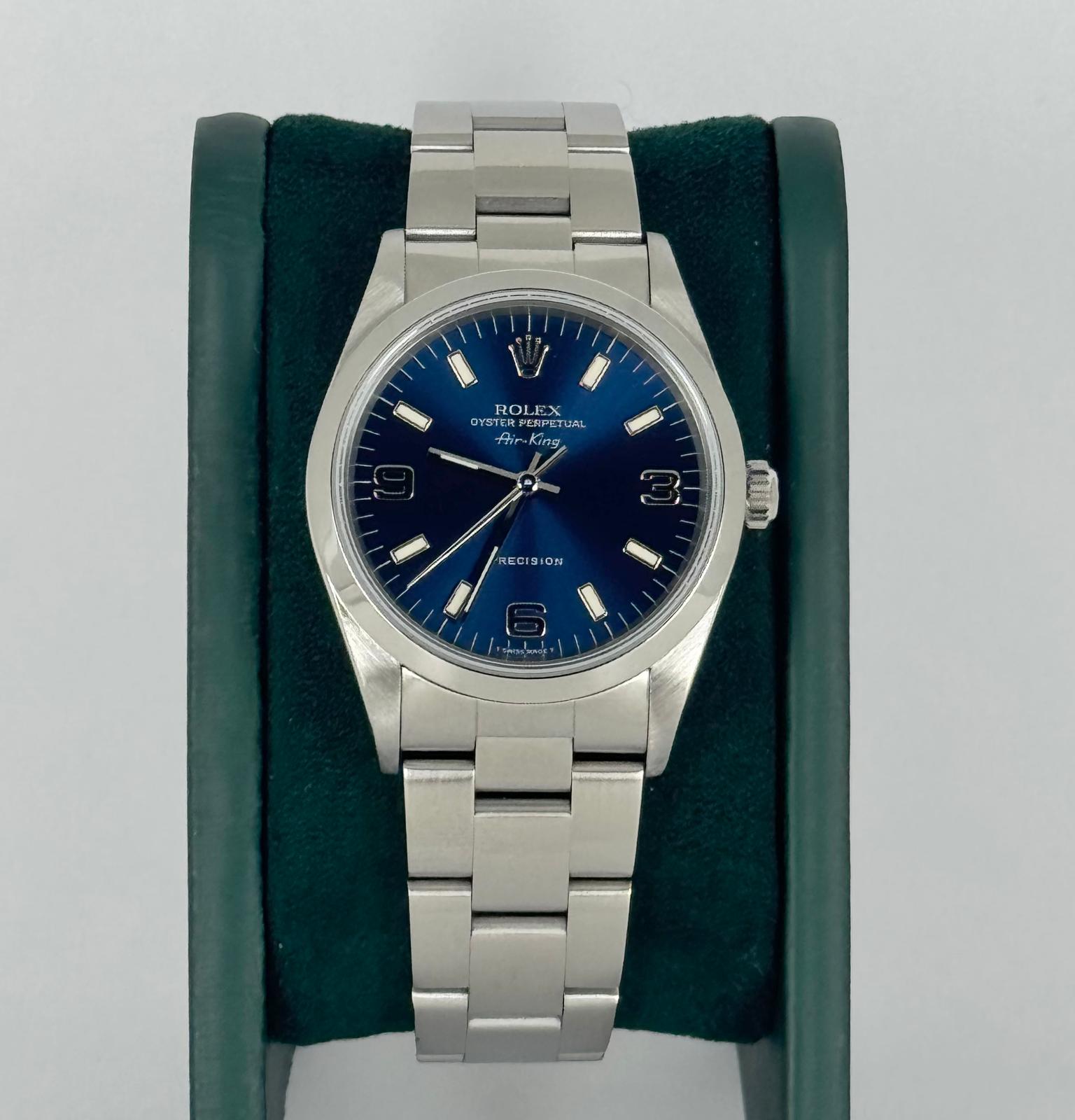 Rolex Air King Seriennummer U 1997 blaues Zifferblatt