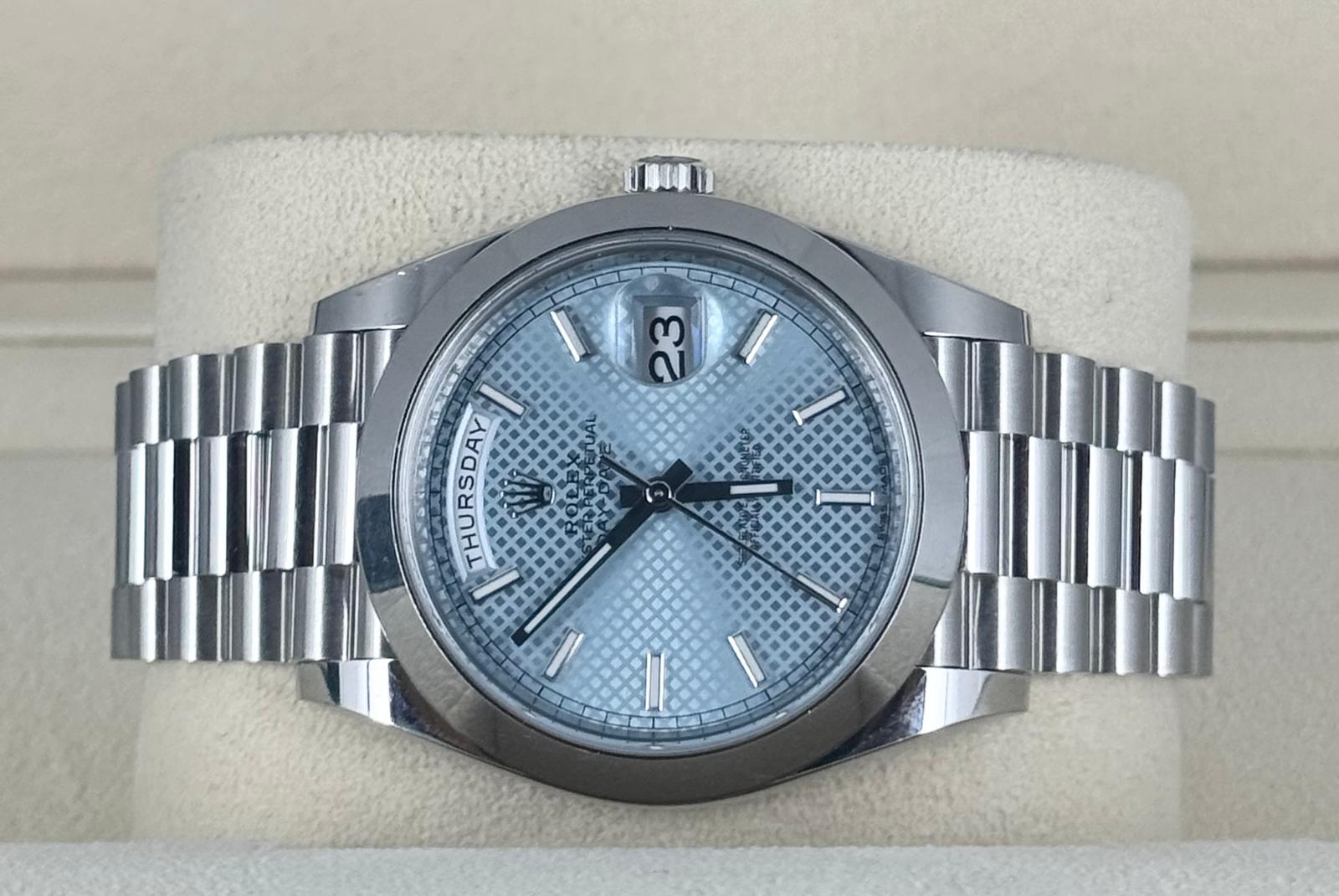 Rolex Day-Date 40 Platin beste Preise weltweit Platin 950 2016 EU-Set Komplettset unpoliert !!