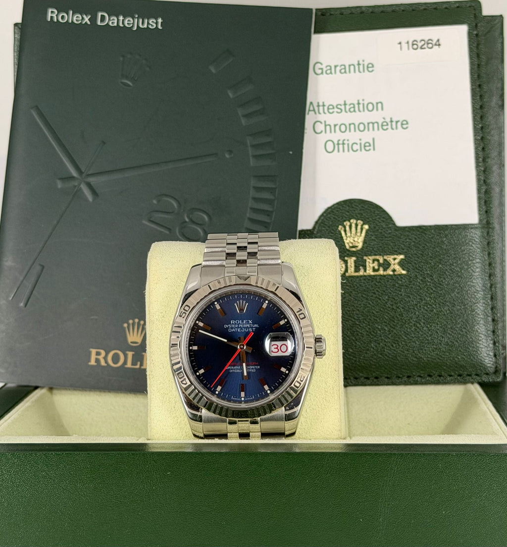 Rolex Datejust Turn-O-Graph Turn-O-Graph blaues Zifferblatt Jubilé Komplettset 2008