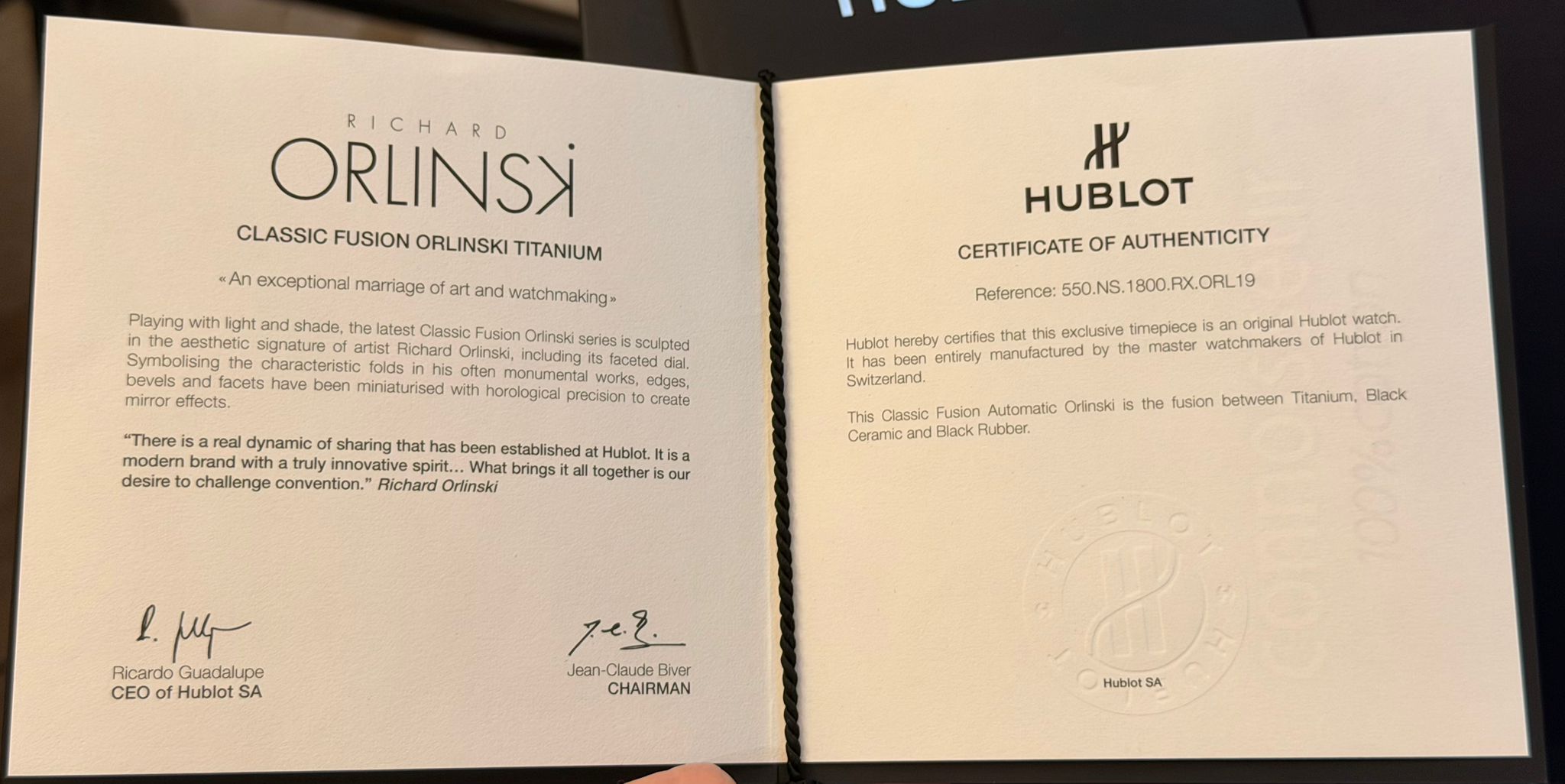 Hublot Classic Fusion Orlinski Full Set Wie Neu Österreichische Papiere