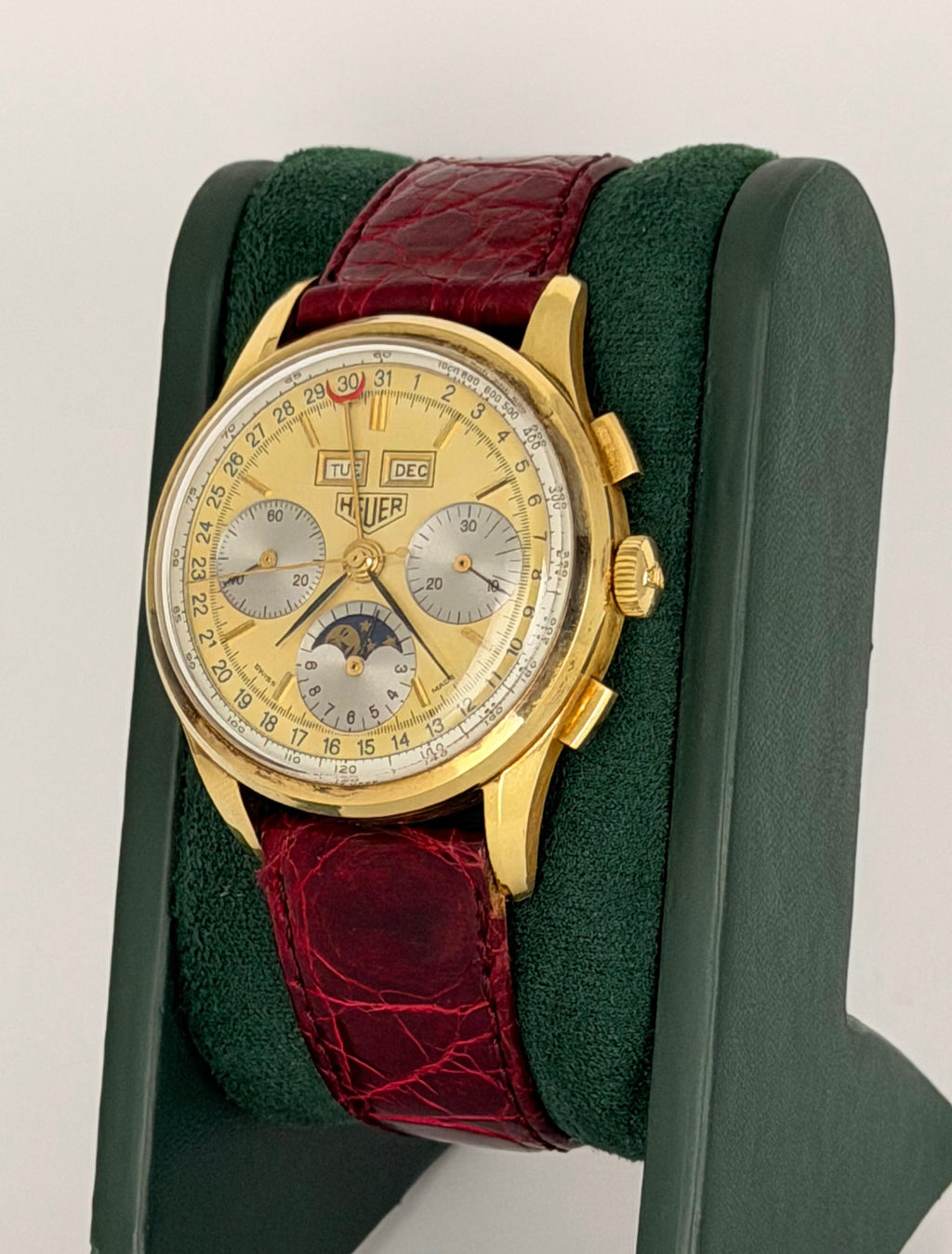 Heuer Golden Hours Dreifachkalender Mondphase 18 Karat Gold, vollständig original