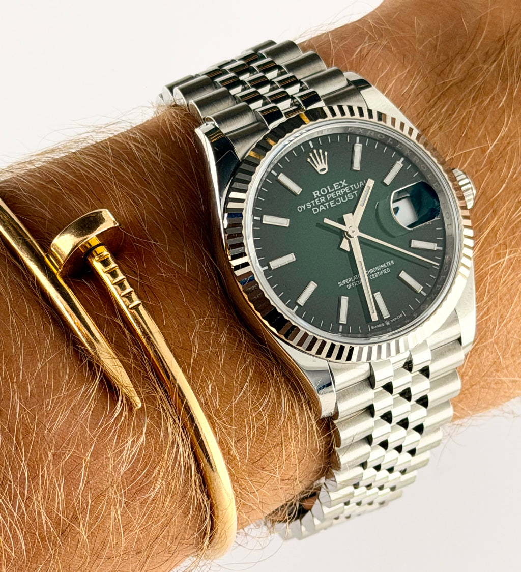 Rolex Datejust 36, Green Ombre, neu, Komplettset