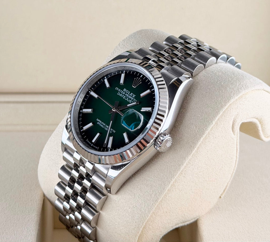 Rolex Datejust 36, Green Ombre, neu, Komplettset