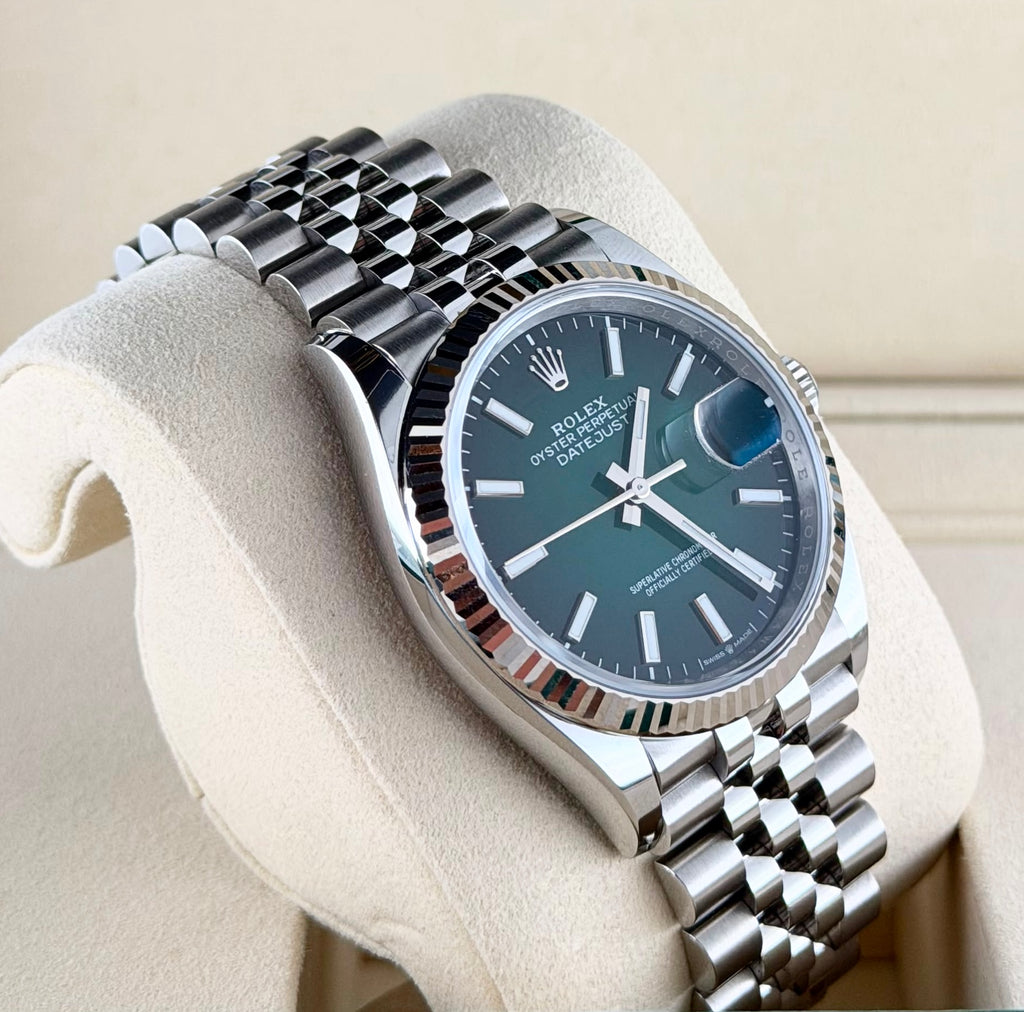 Rolex Datejust 36, Green Ombre, neu, Komplettset