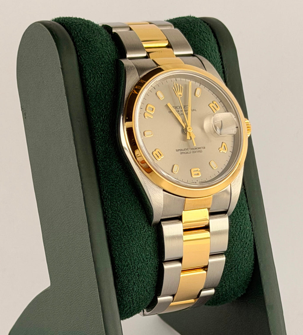 Rolex Oyster Perpetual, Stahl und 18 Karat Gold, Komplettset, 2005, nach Service
