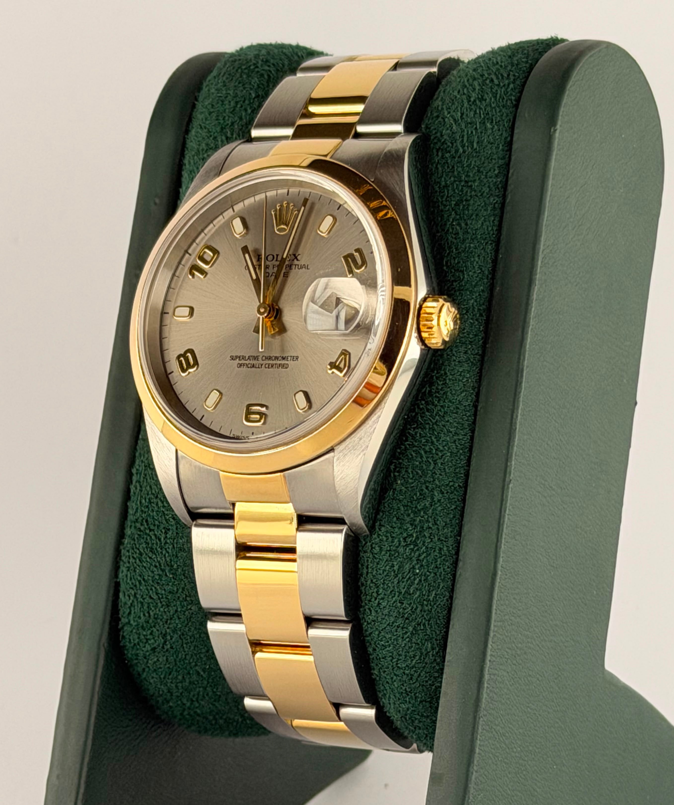Rolex Oyster Perpetual, Stahl und 18 Karat Gold, Komplettset, 2005, nach Service