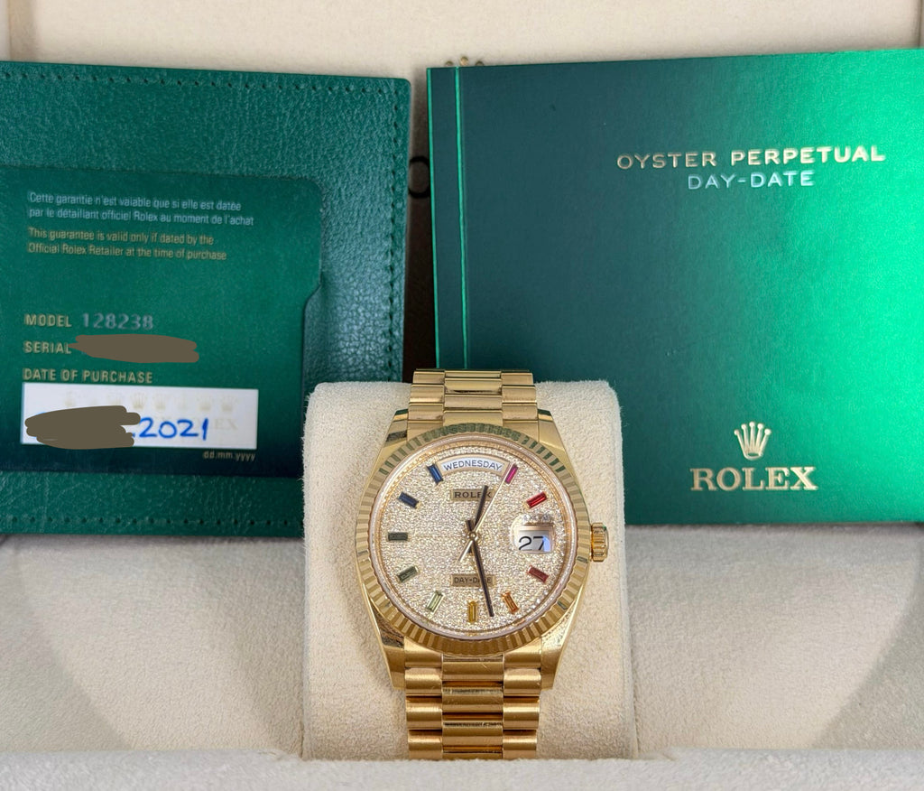 Rolex Day-Date 36 Factory Diamanten Zifferblat Full Set Wie Neu