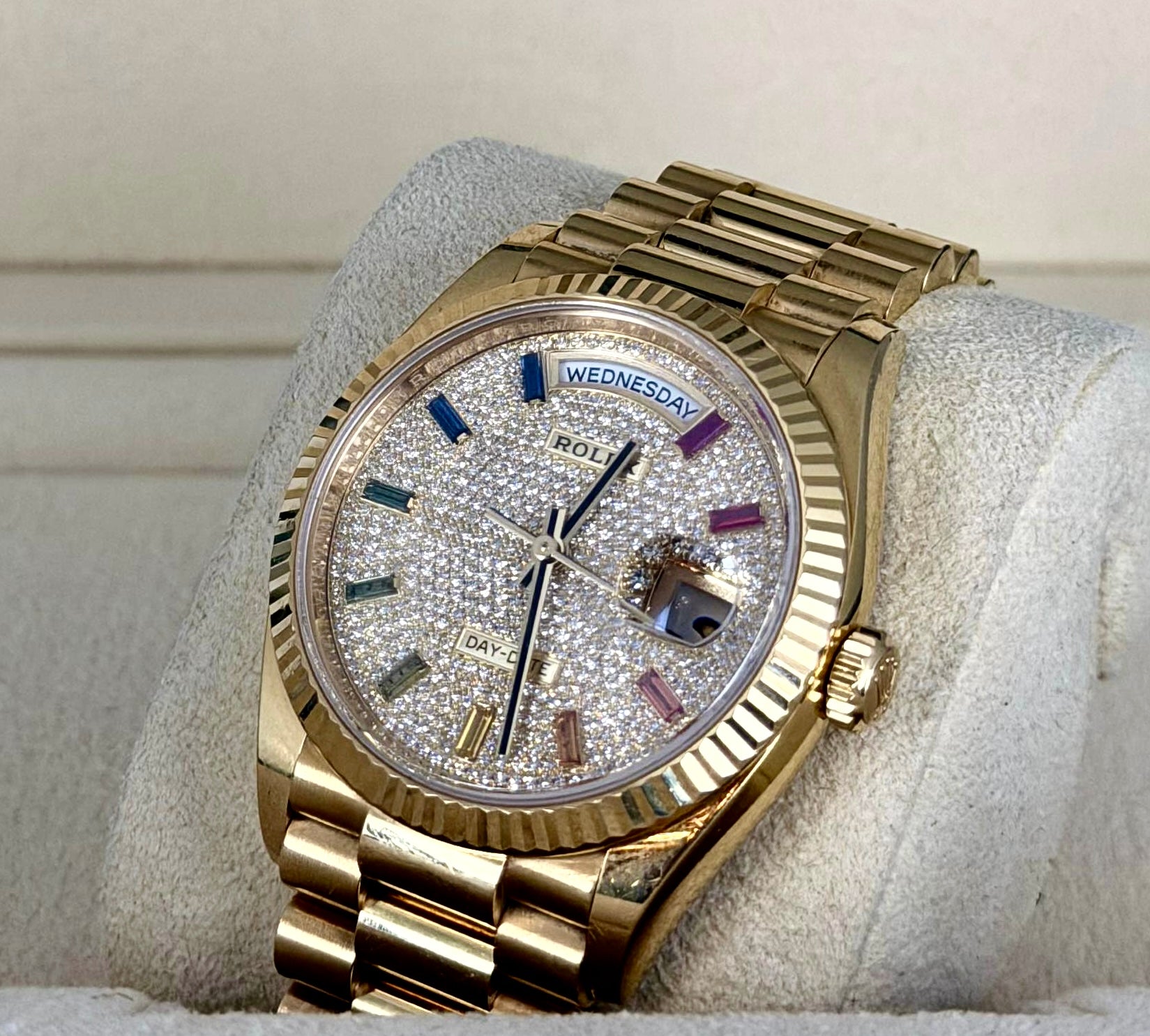 Rolex Day-Date 36 Factory Diamanten Zifferblat Full Set Wie Neu