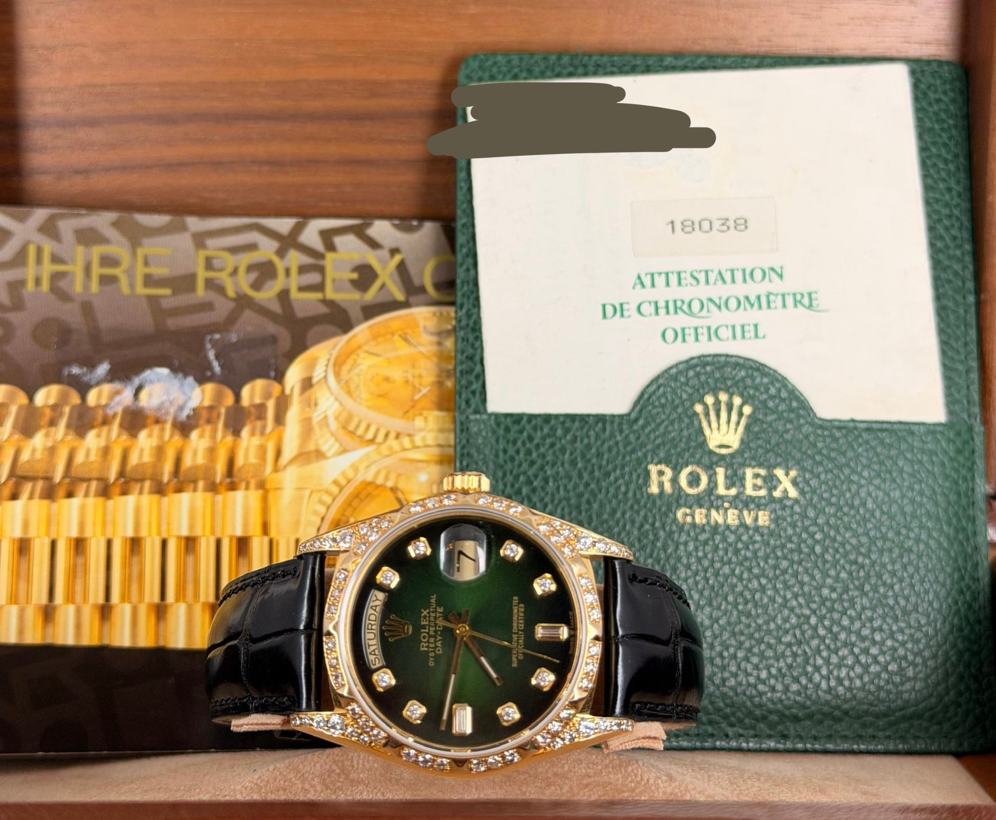 Rolex Day-Date 36 Aftermarket-Diamanten & Zifferblatt, Full Set
