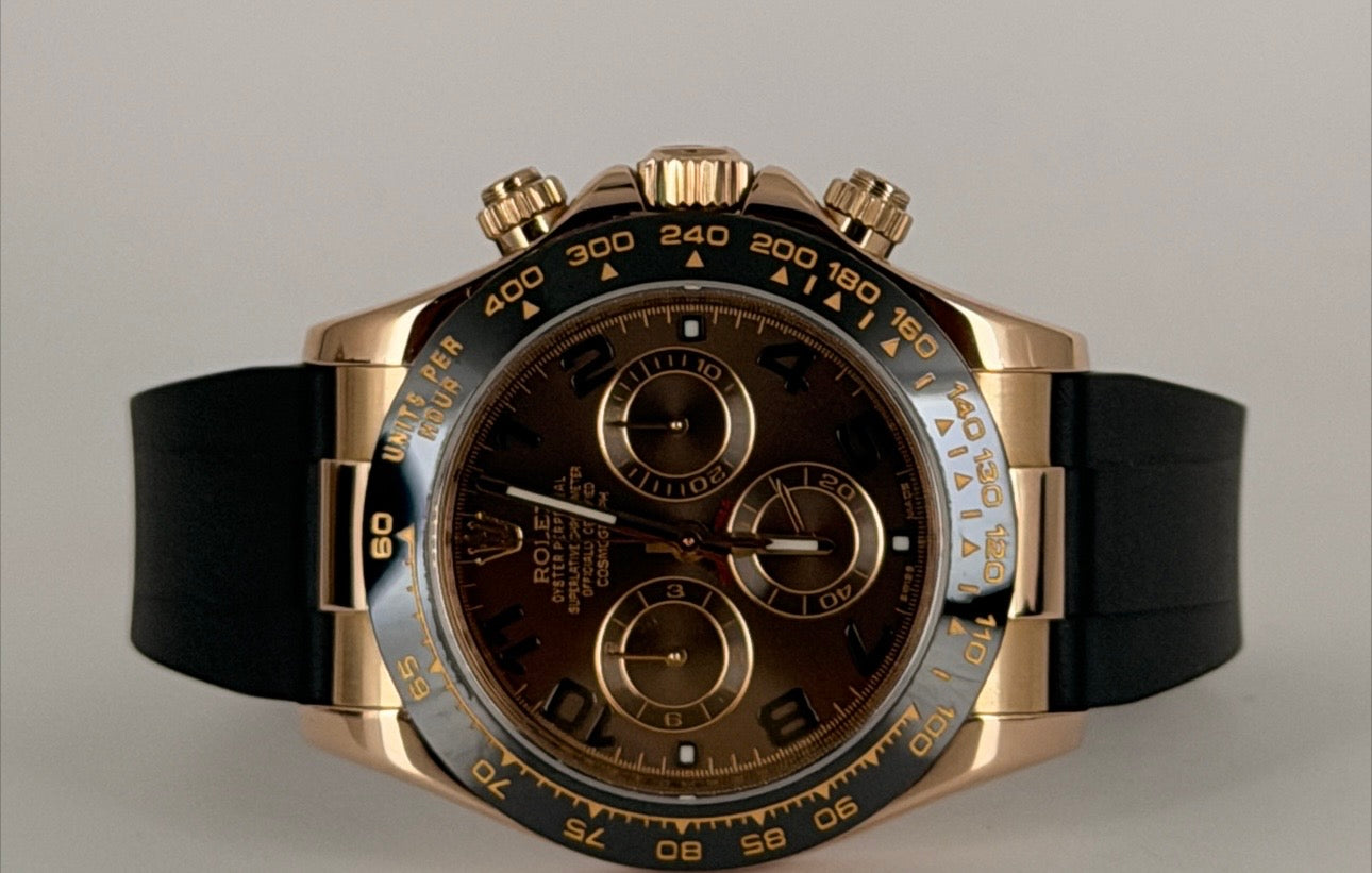 Rolex Daytona Schokoladen-Zifferblatt, 2013, LC 100, Box und Papiere, Mint-Zustand
