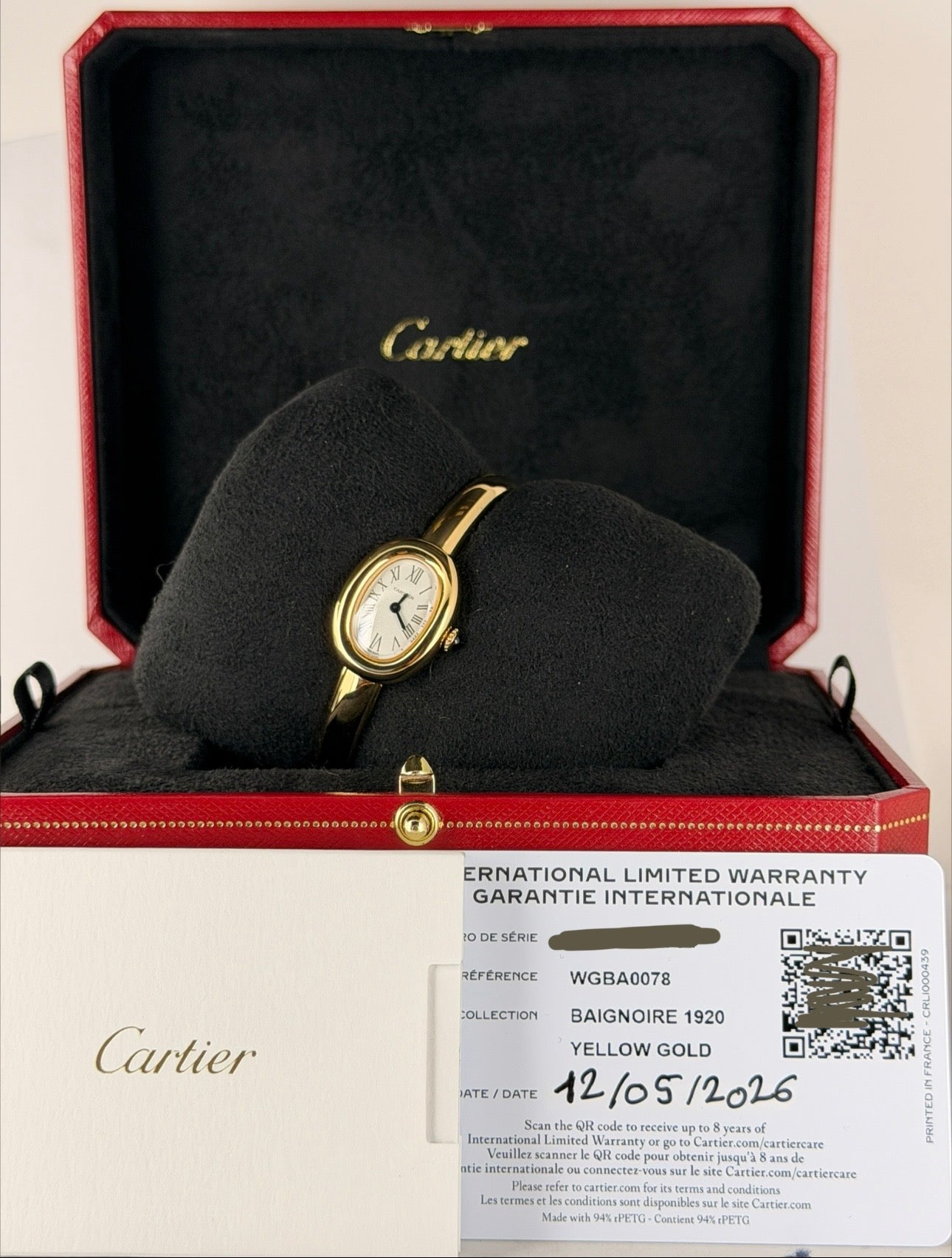 Cartier Baignoire WGBA0078, 18 Karat Gelbgold, neu, ungetragen, große Ausführung, Größe 16