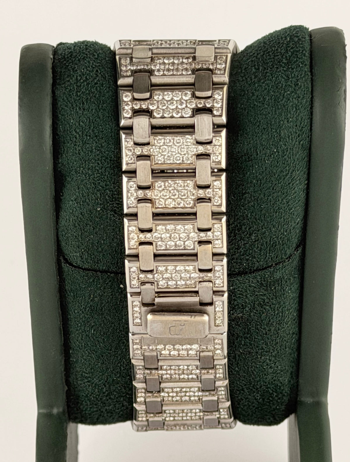 Audemars Piguet Royal Oak 39 mm Kasparov, 18 Karat Weißgold, Box und Archivauszug, nachträglich mit Diamanten besetzt, wie neu