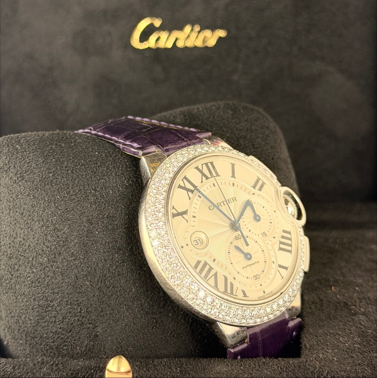 Cartier Ballon Bleu 44 mm 18 Karat Weißgold, werksseitige Diamanten, Full Set, UVP 45.000 €