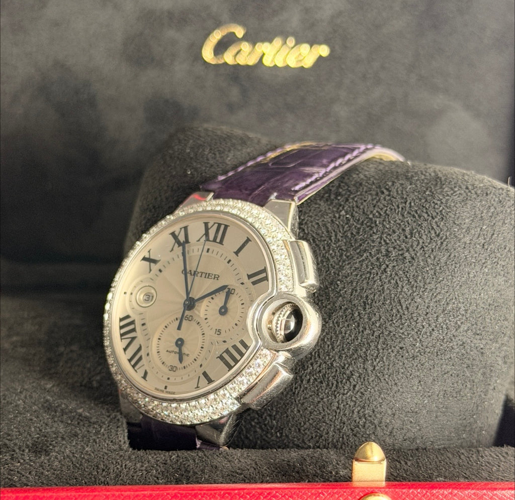 Cartier Ballon Bleu 44 mm 18 Karat Weißgold, werksseitige Diamanten, Full Set, UVP 45.000 €