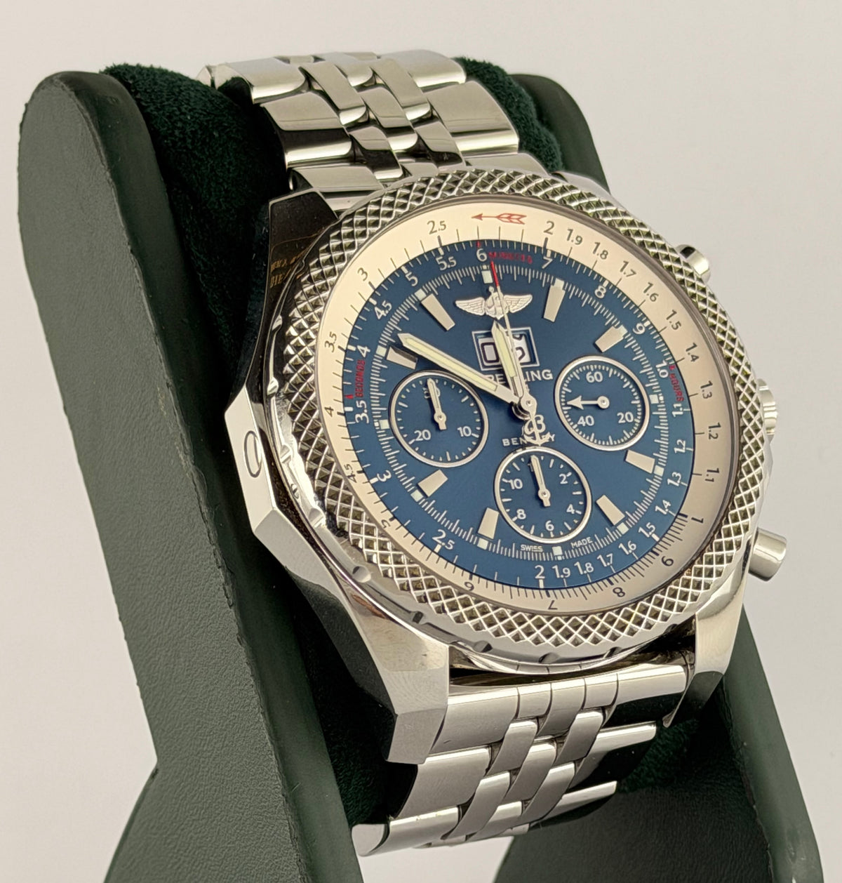 Breitling Bentley 6.75, A3364, blaues Zifferblatt, neuwertiger Zustand, nur mit Papieren