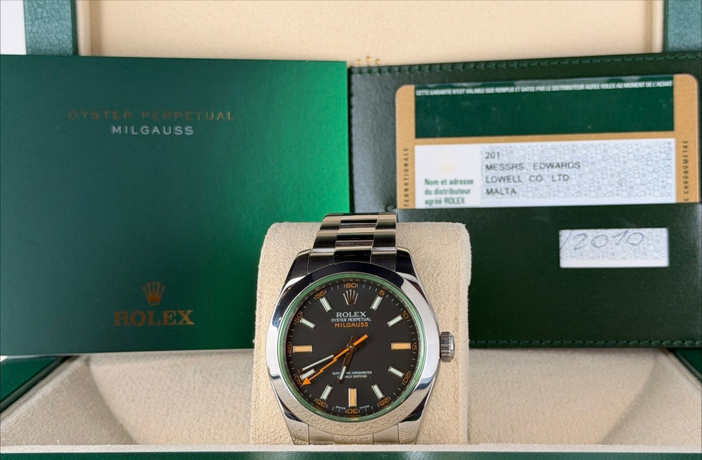 Rolex Milgauss Grünes Glas, Full Set, neuwertiger Zustand