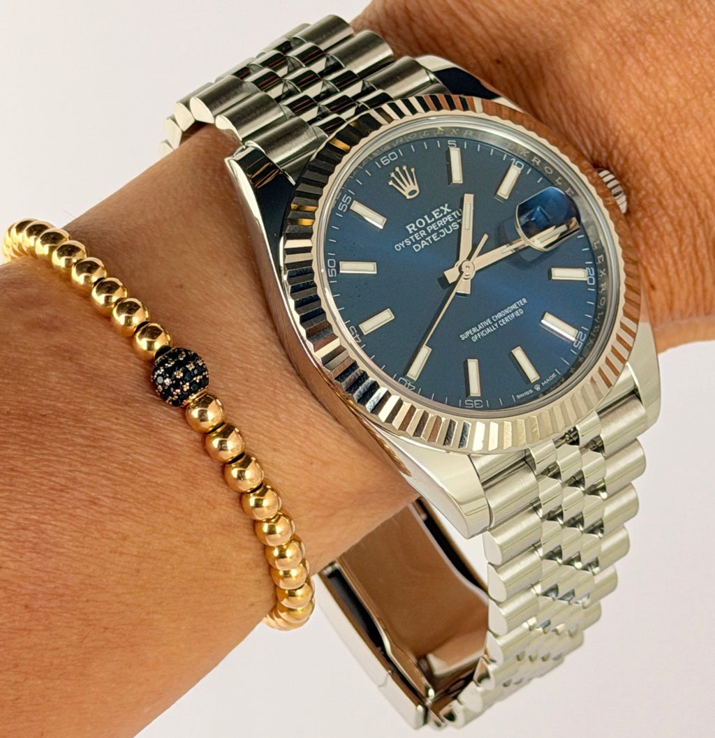 Rolex Datejust 41 Box und Papieren Wie Neu Zustand Blau Stick Zifferblat 18k