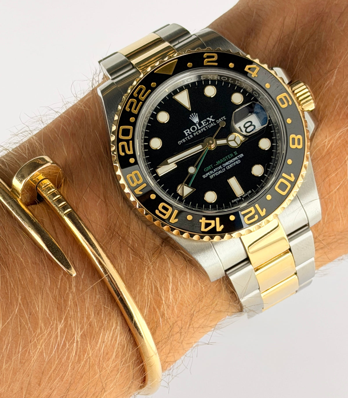 Rolex GMT-Master II Edelstahl & 18K Gold, wie neu, 2015, Full Set