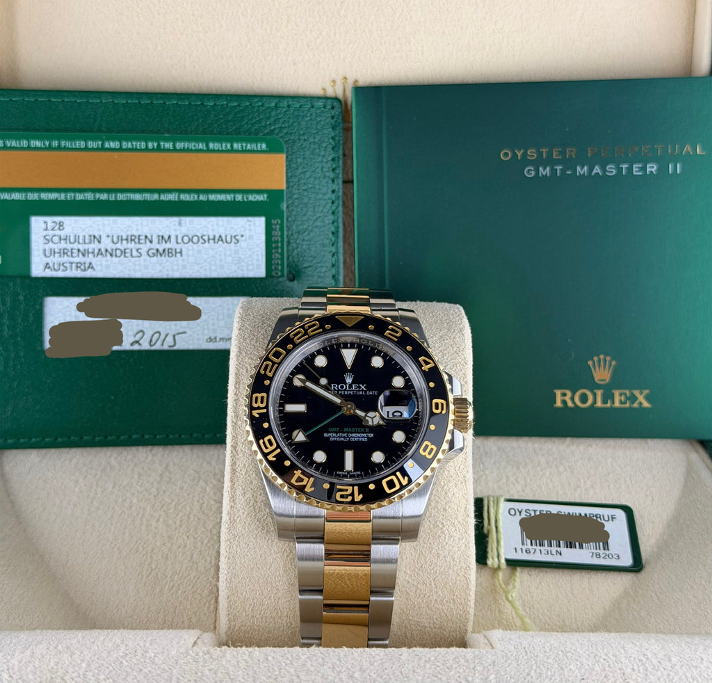 Rolex GMT-Master II Edelstahl & 18K Gold, wie neu, 2015, Full Set