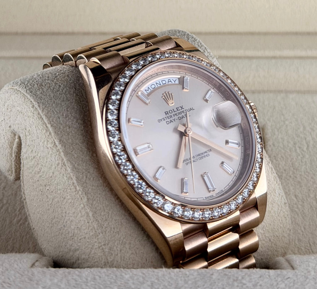 Rolex Day-Date 40 RBR, originales Zifferblatt, originale Lünette, Box & Papiere, unpoliert, 2018