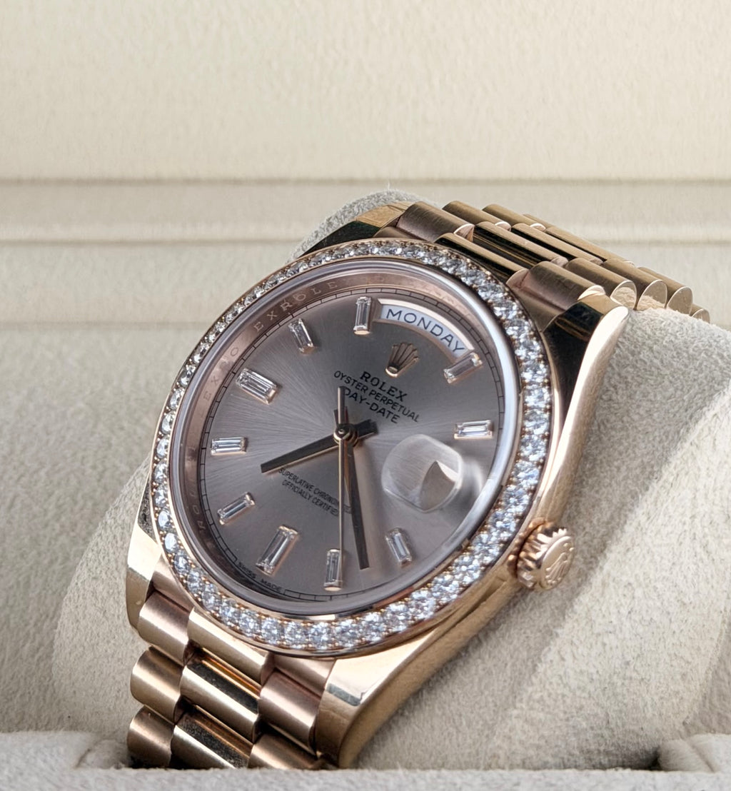Rolex Day-Date 40 RBR, originales Zifferblatt, originale Lünette, Box & Papiere, unpoliert, 2018