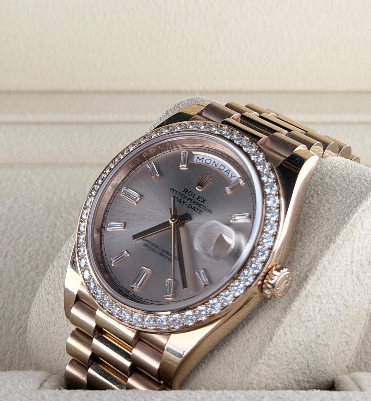 Rolex Day-Date 40 RBR, originales Zifferblatt, originale Lünette, Box & Papiere, unpoliert, 2018