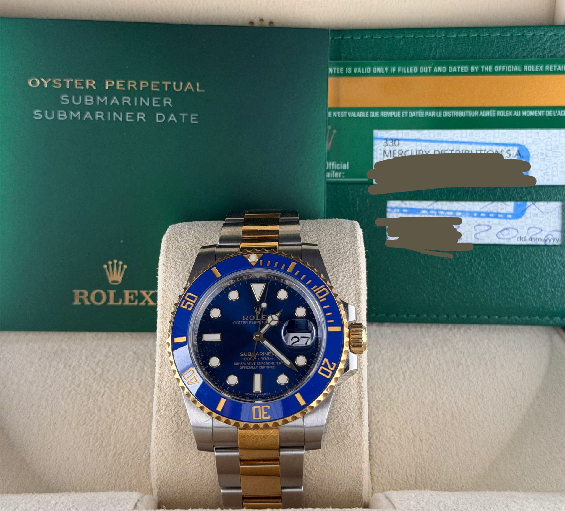 Rolex Submariner Date Bluesy, Box & Papiere, 2020, unpoliert, Full Set