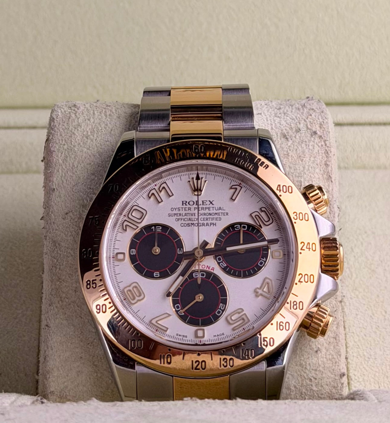 Rolex Daytona Stahl Gold 18K Full Set TOP Zustand Racing panda Dial