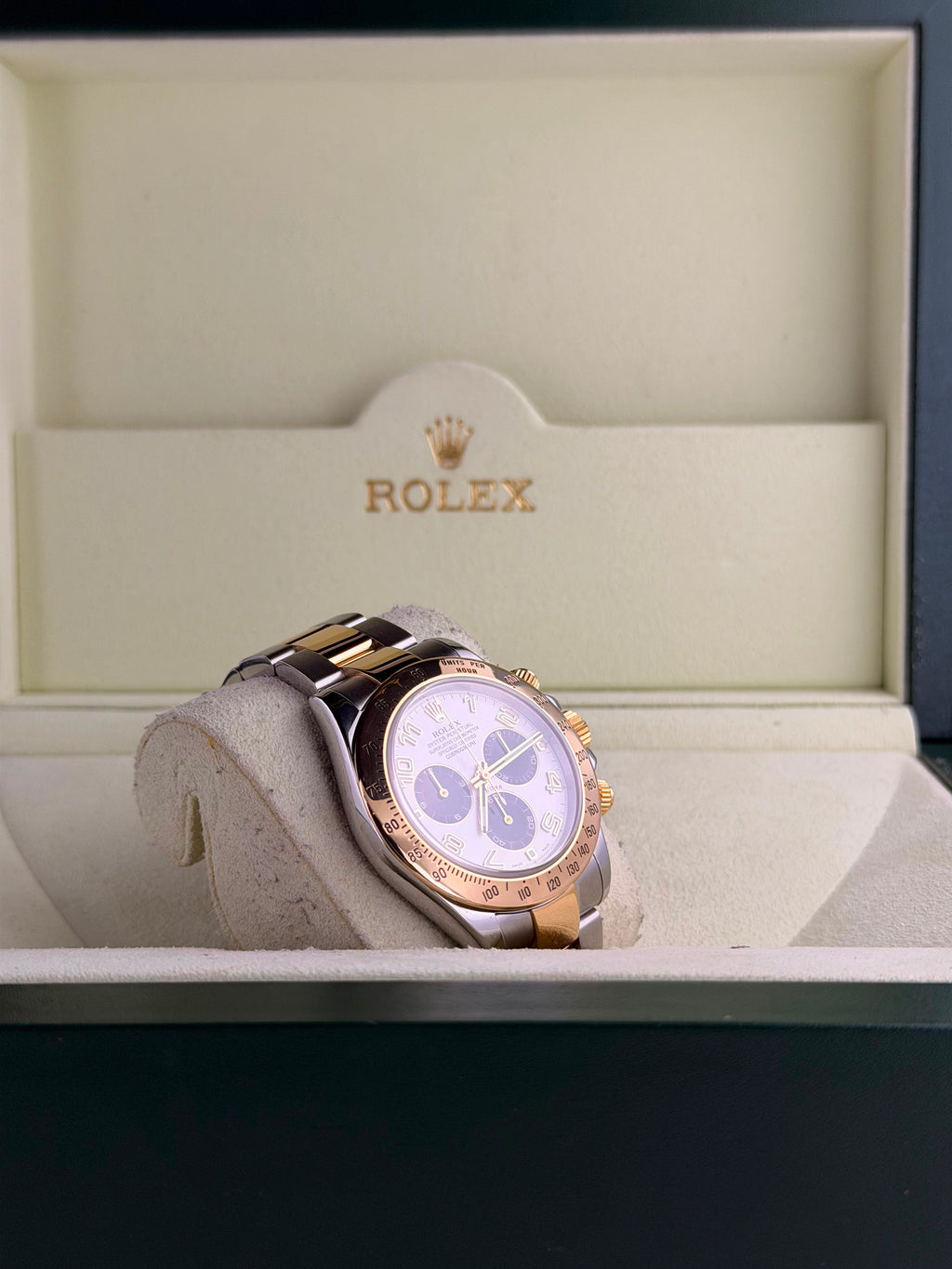 Rolex Daytona Stahl Gold 18K Full Set TOP Zustand Racing panda Dial