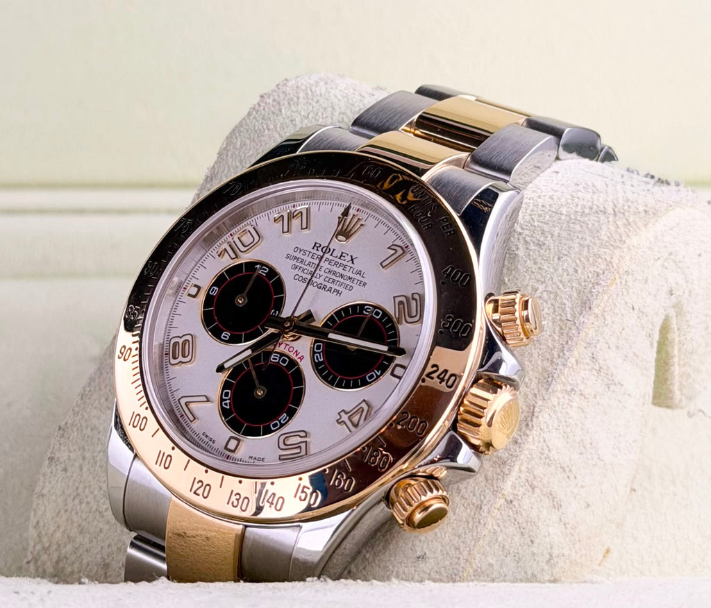 Rolex Daytona Stahl Gold 18K Full Set TOP Zustand Racing panda Dial