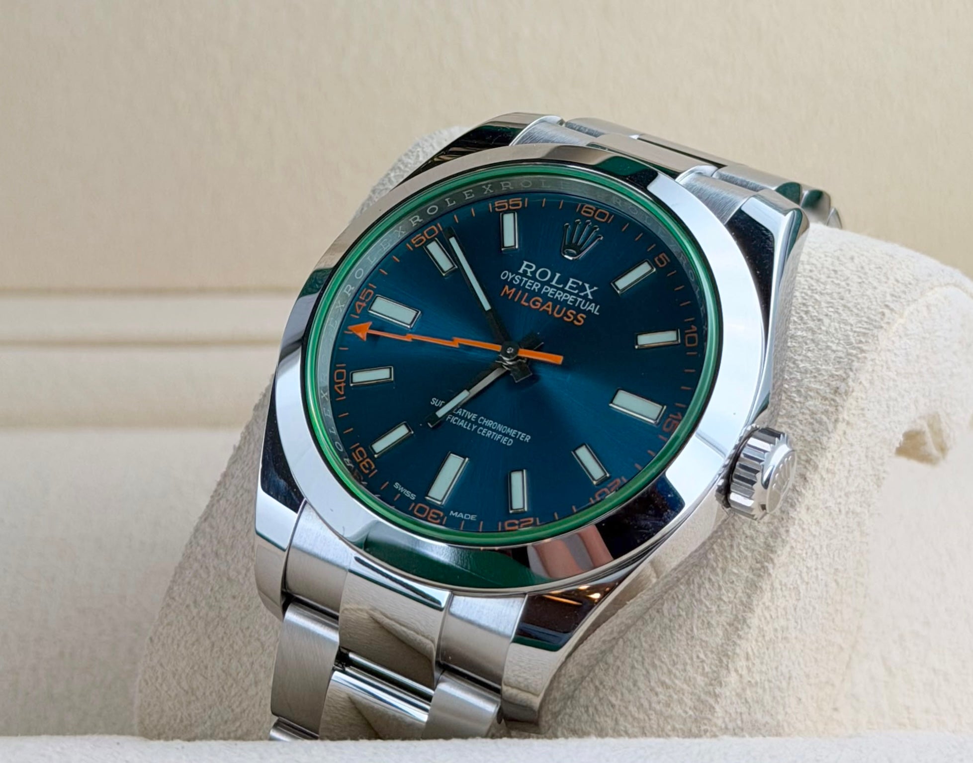 Rolex Milgauss Blaues Zifferblatt, Baujahr 2015, Full Set, neuwertiger Zustand