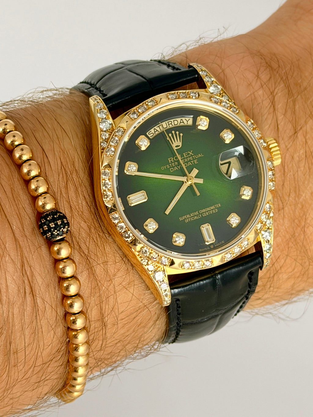 Rolex Day-Date 36 18K Gold Aftermarket Diamonds dial and Bezel