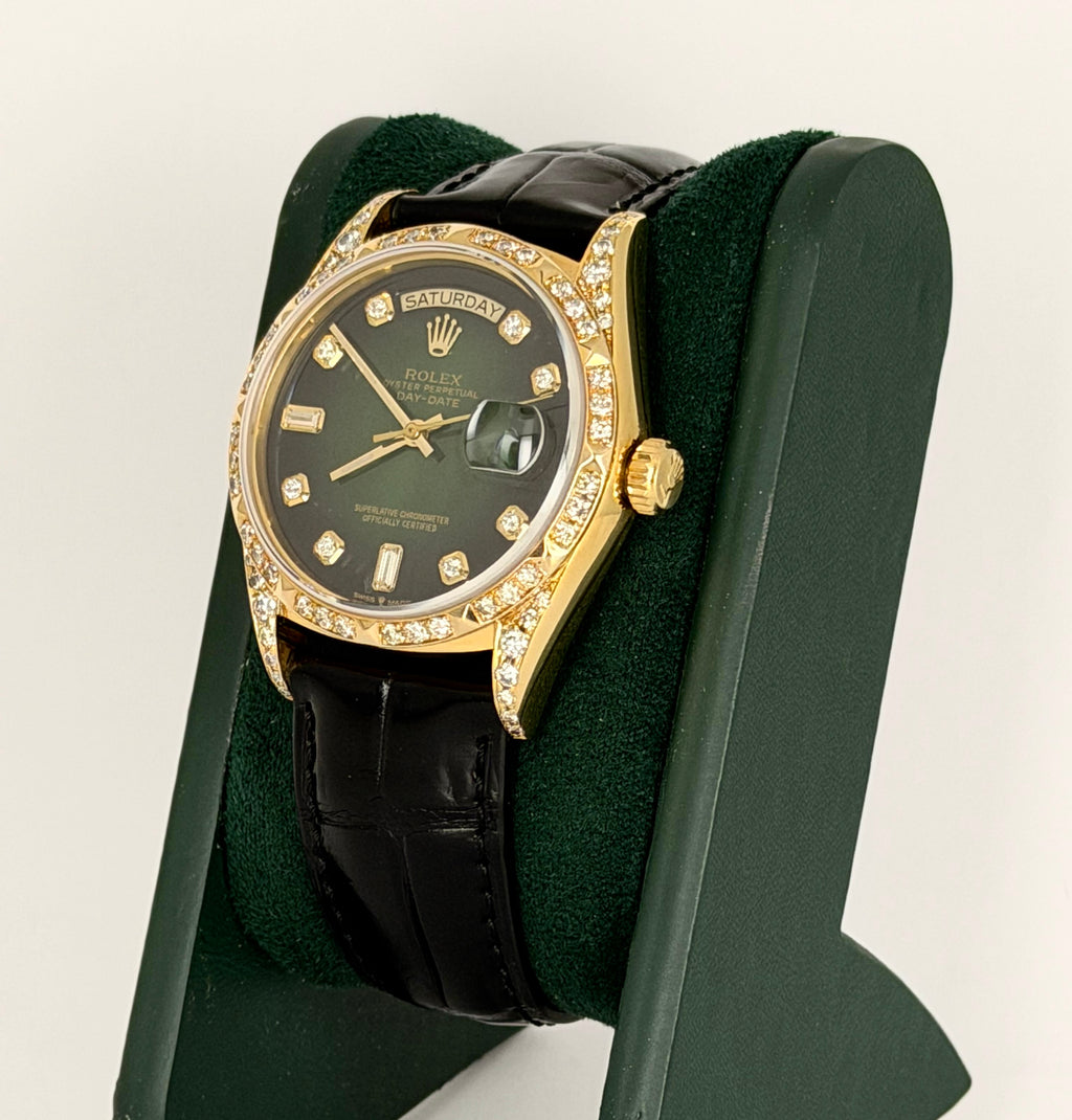 Rolex Day-Date 36 18K Gold Aftermarket Diamonds dial and Bezel