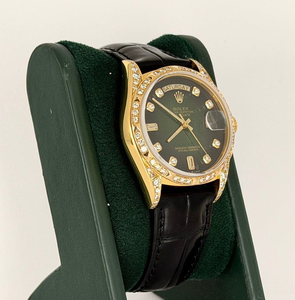 Rolex Day-Date 36 18K Gold Aftermarket Diamonds dial and Bezel