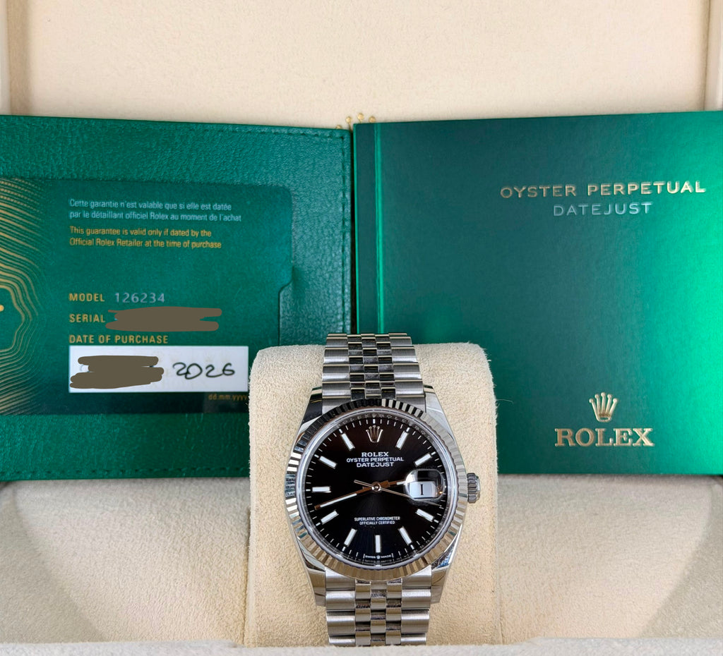Rolex Datejust 36 Baujahr 2026, Full Set, neuwertiger Zustand
