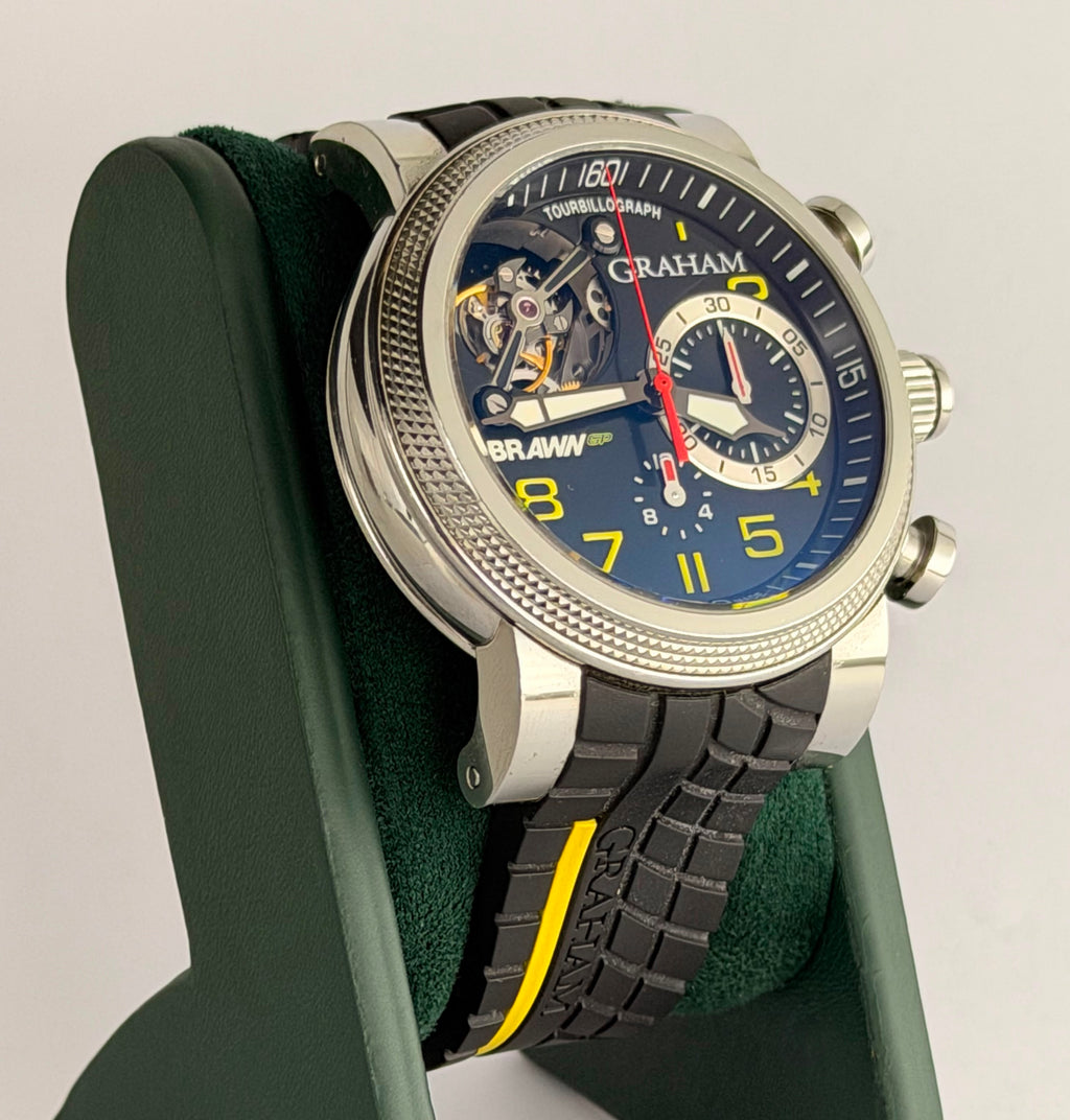Graham Tourbillograph Brawn GP Trackmaster G-BGP-001 aus Edelstahl, Herrenuhr, nur Uhr, weltweit günstigstes Angebot