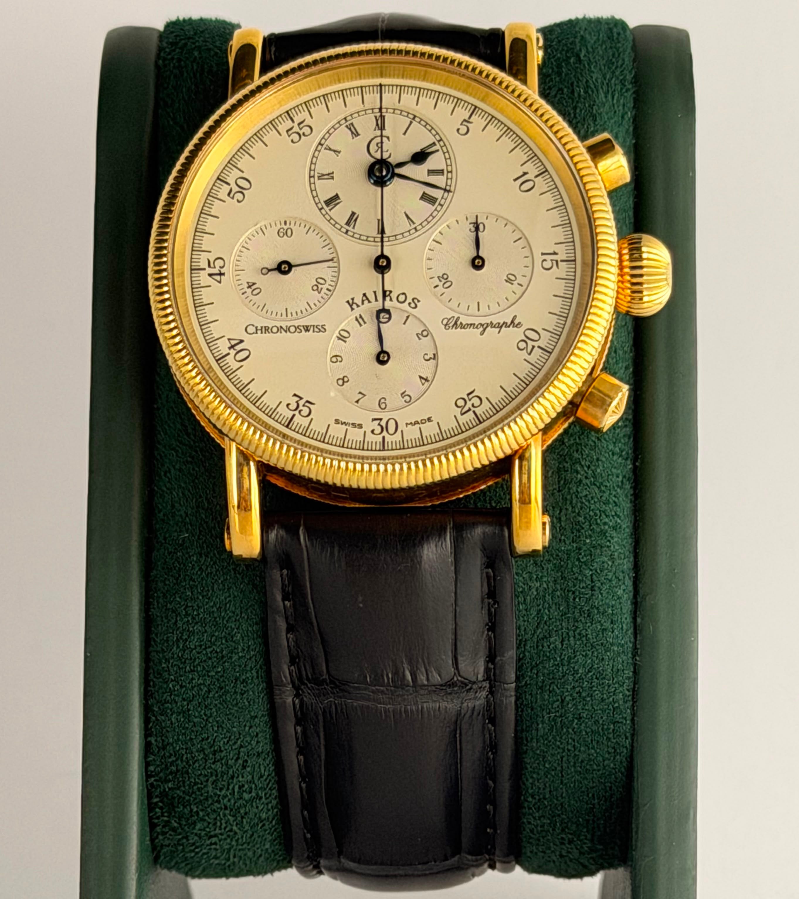 Chronoswiss Kairos Chronograph aus 18 Karat Gold, Full Set, neuwertiger Zustand, Sammlerstück