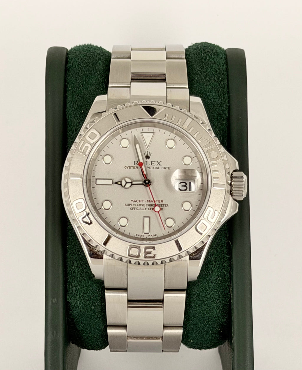 Rolex Yacht-Master 40 Platinlünette Full Set, neuwertiger Zustand