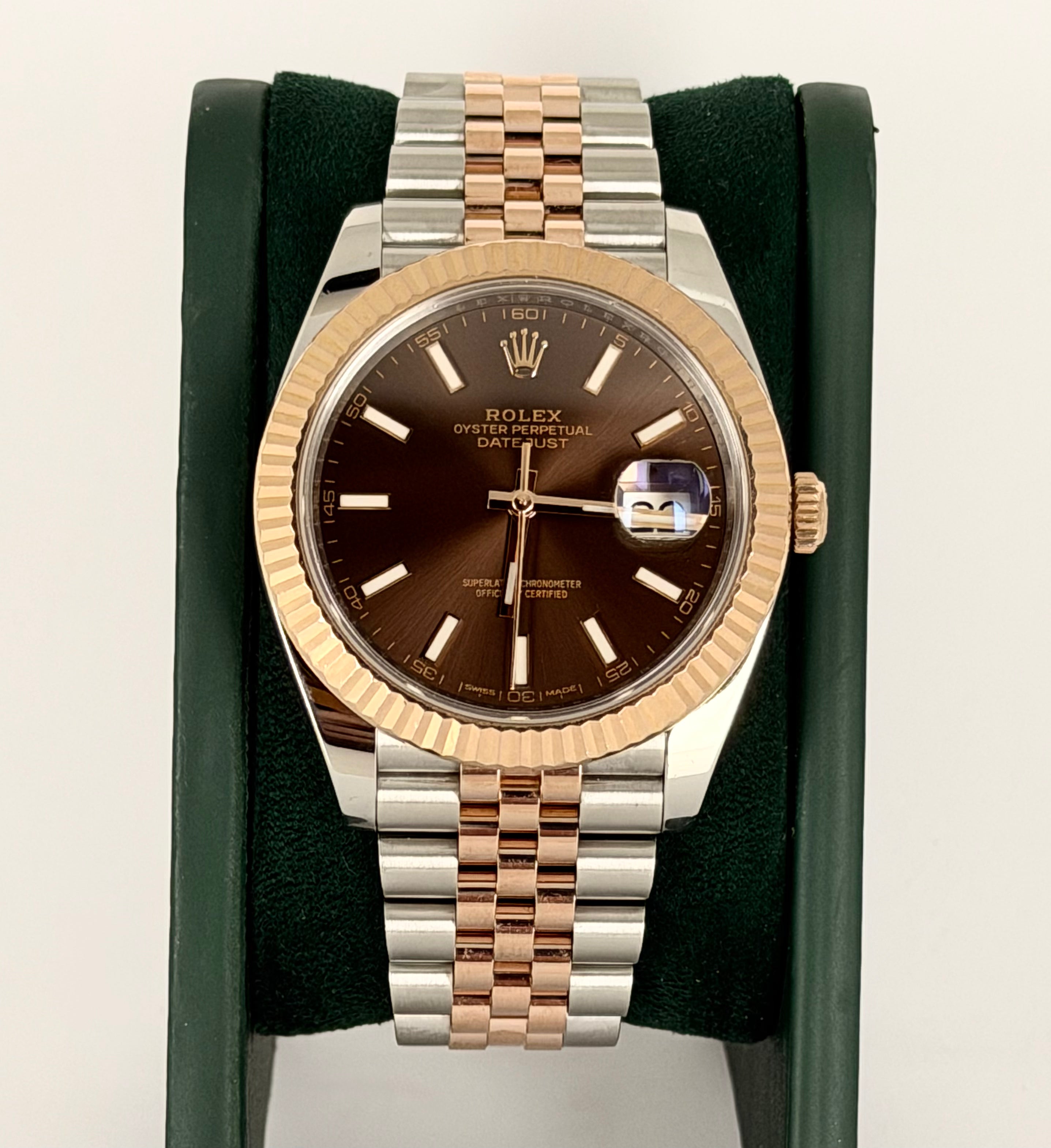 Rolex Datejust 41, Schokoladen-Zifferblatt, 18K Roségold