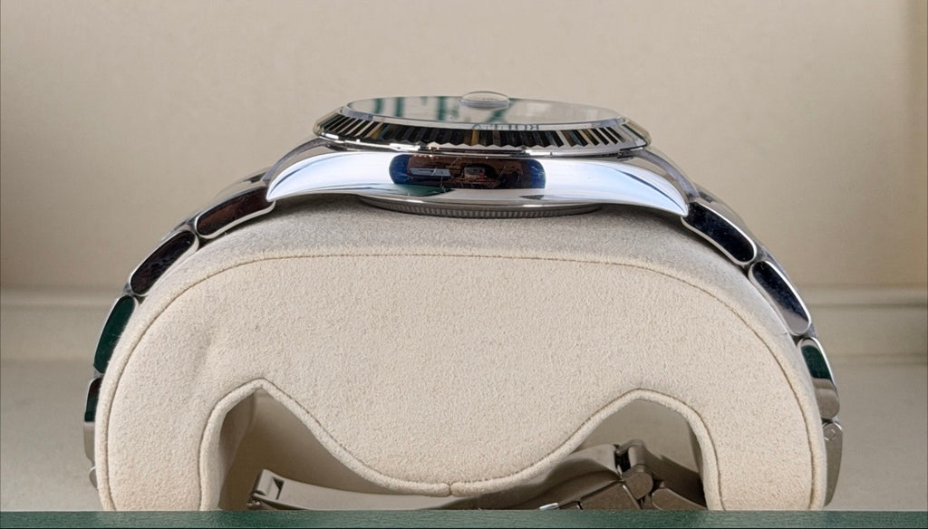 Rolex Datejust Automatik, grünes Zifferblatt, 18 Karat, Herrenuhr, Full Set, neuwertig