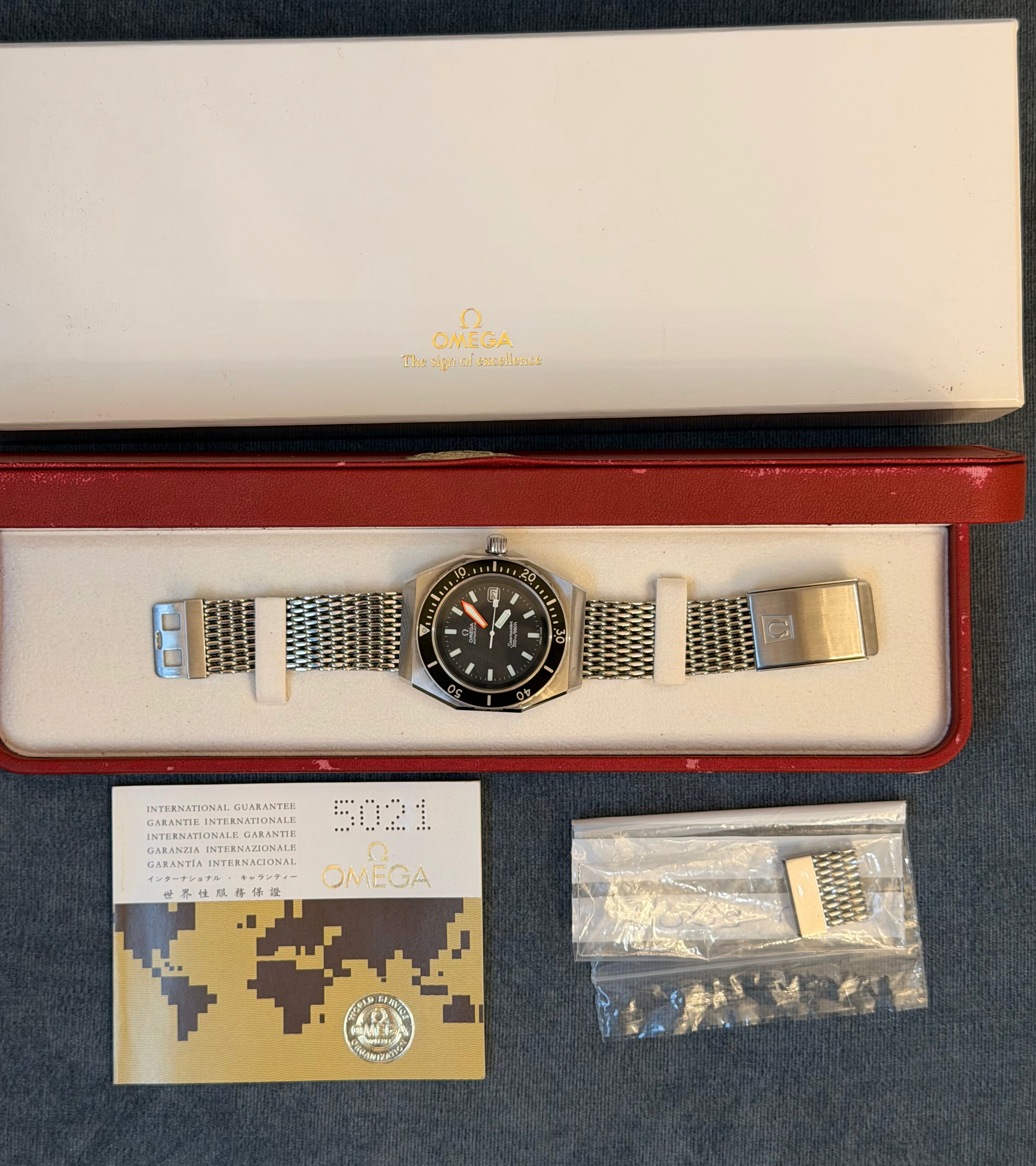 Omega Seamaster SHOM, Box und Papiere, 1970, neuwertiger Zustand