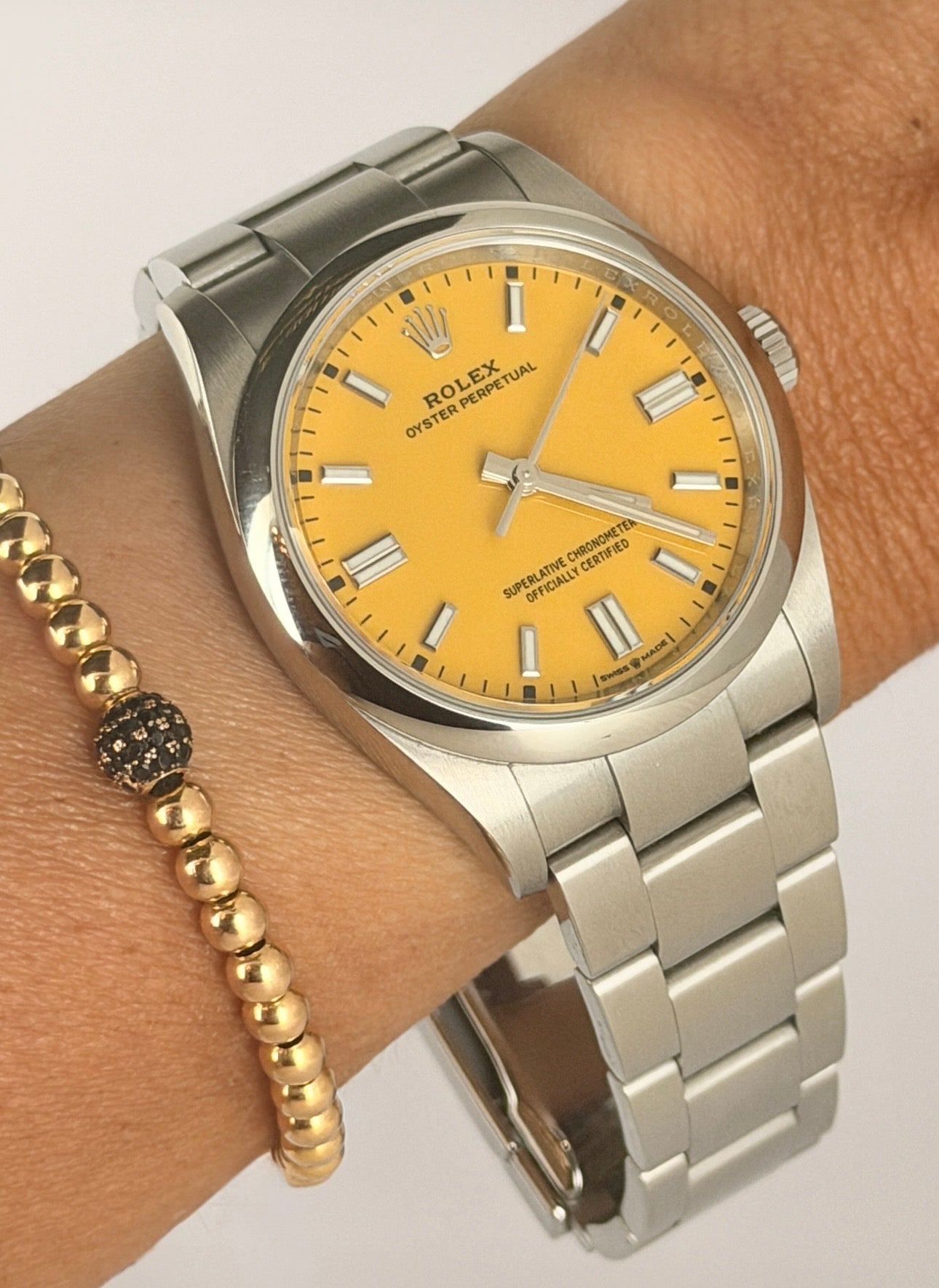 Rolex Oyster Perpetual 36 Gelb Discontinued Born Yellow Box and Papers