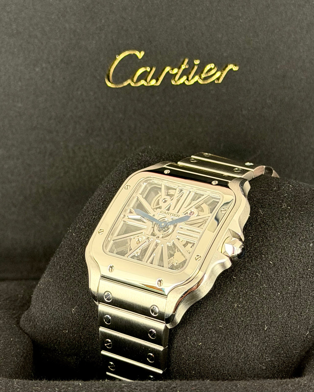 Cartier Santos de Cartier Skeleton, Skelettuhr, Extra-Komplettset, neuwertiger Zustand