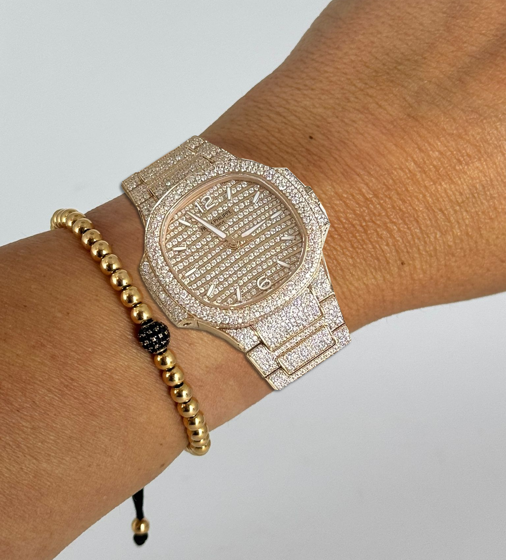 Nautilus Damen Automatik mit vollständigem Diamantbesatz