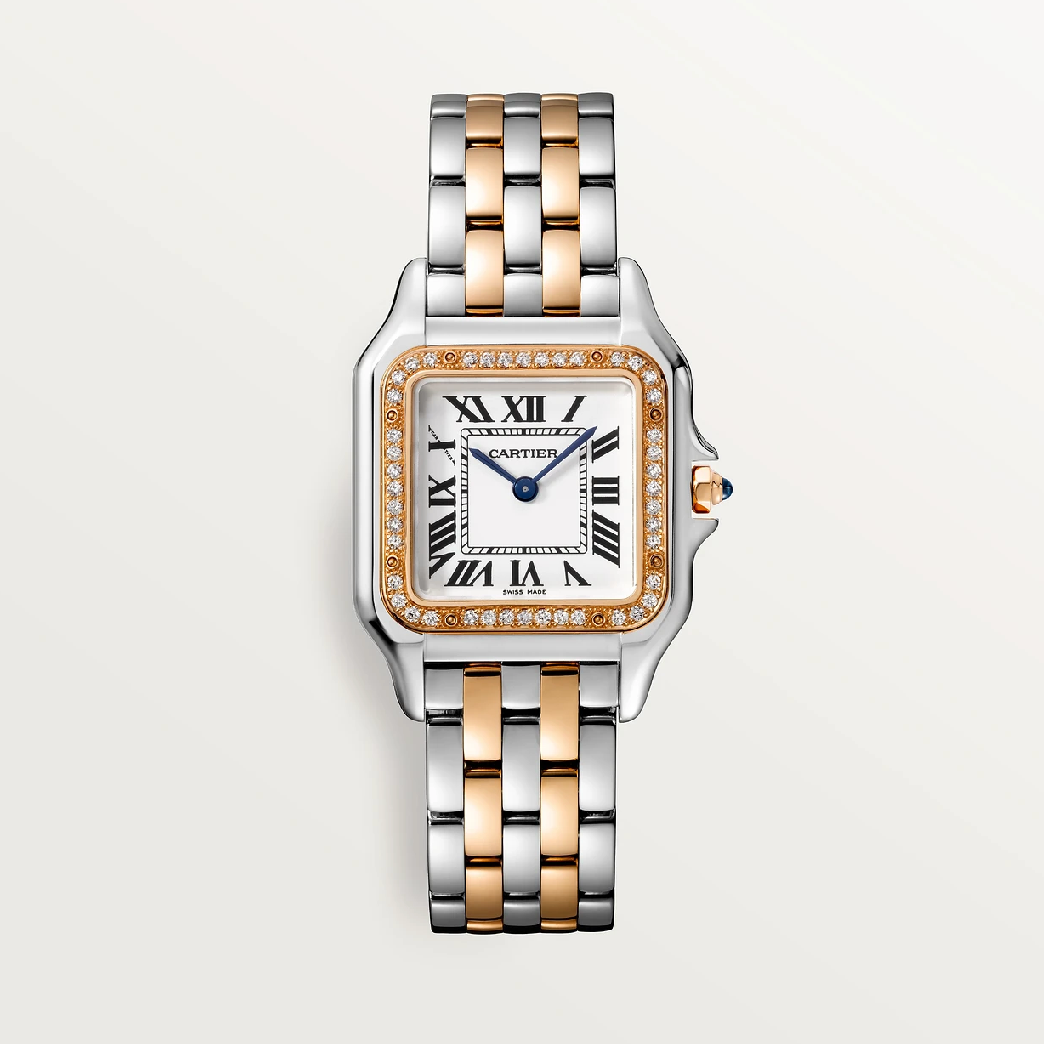 Cartier Panthère Medium in Bicolor Roségold & Stahl – Lünette mit 44 werkseitig gefassten Diamanten
