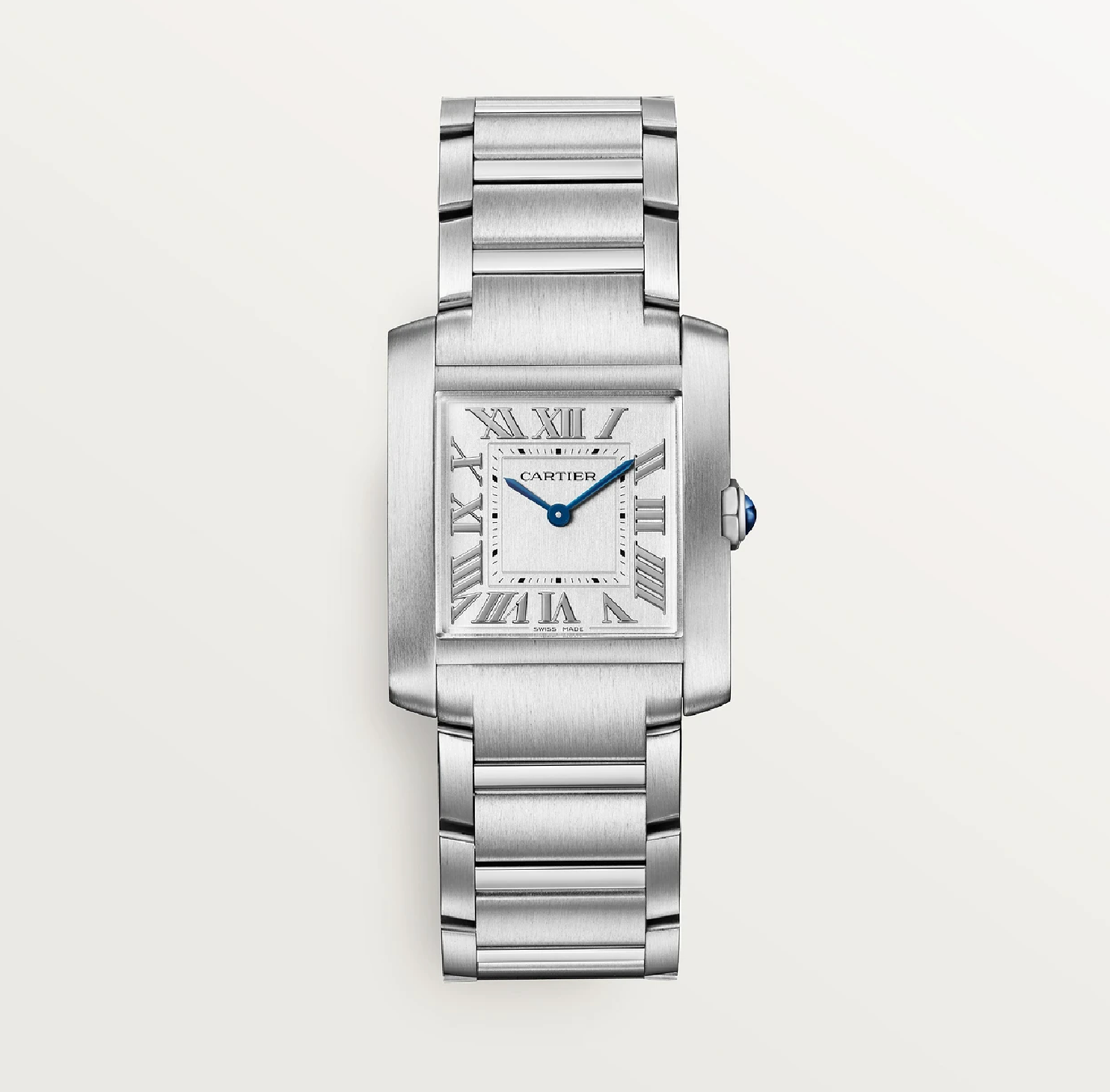 Cartier Tank Française Medium – Edelstahl-Quarzuhr, silbernes Zifferblatt, römische Ziffern