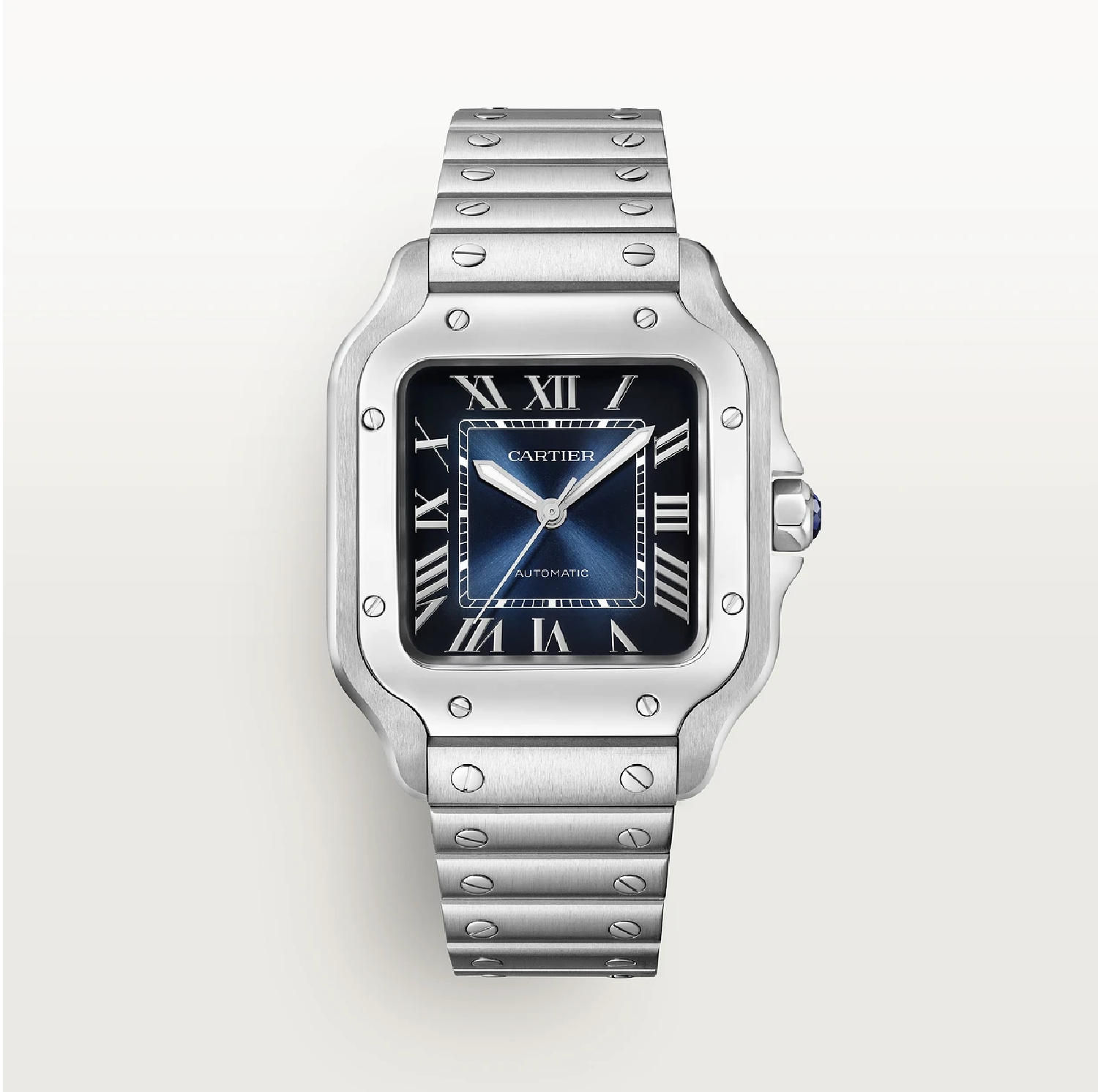 Santos de Cartier Mittleres Modell Automatik Blaues Zifferblatt Stahl