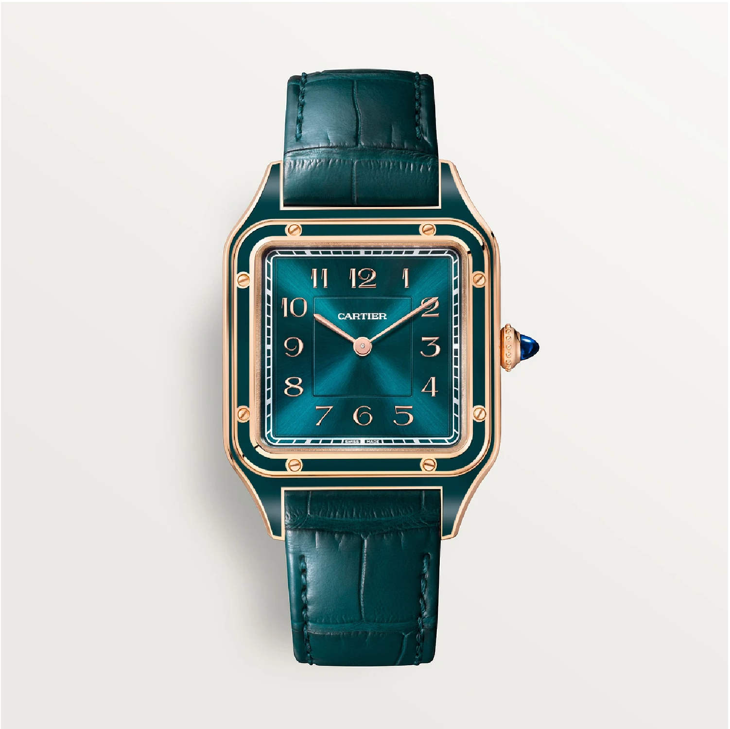 Santos-Dumont Großes Modell Roségold Pfauenblau