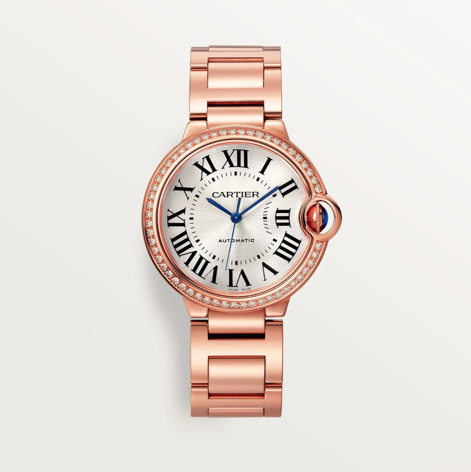 Ballon Bleu de Cartier 36 mm Roségold Diamantlünette Automatik-Uhr