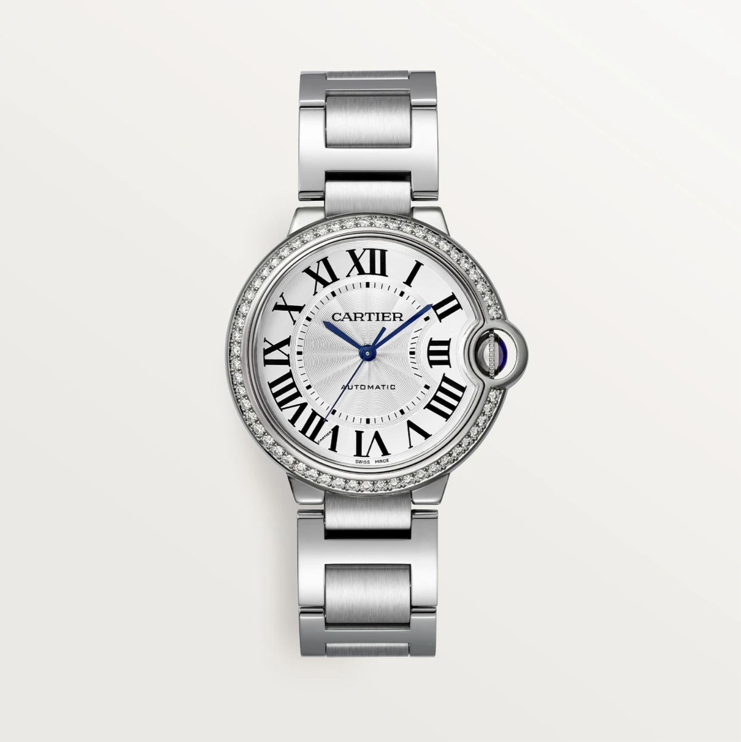 Ballon Bleu de Cartier 36 mm Stahl Diamantlünette Automatik-Uhr